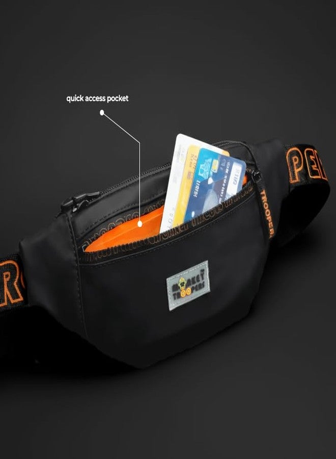 MONKEY TROOPERS Ghost Water-Resistant Fanny Pack | Sleek, Stylish, and Secure Fanny Pack | Chest Bag for Men and Women (Black) - Image 5